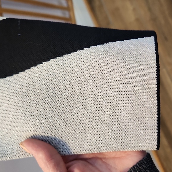 Vintage EY Boutique black silver metallic shimmery cardigan crystal zipper pull - Picture 6 of 15